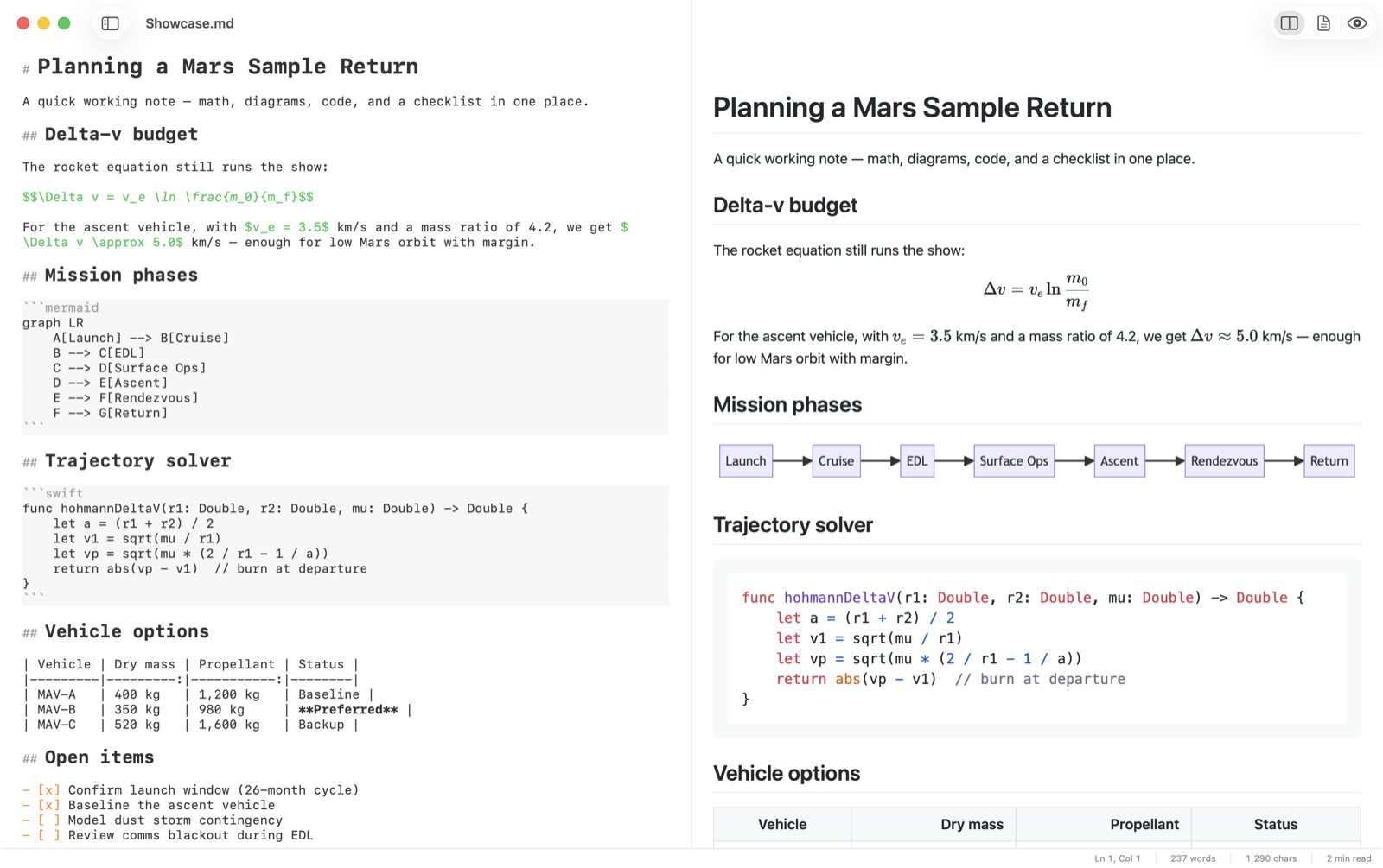 MarkdownEditor in light mode with side-by-side preview